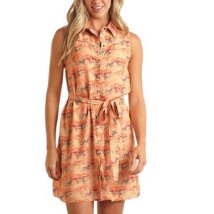 Rock & Roll Denim Desert Horse Print Dress